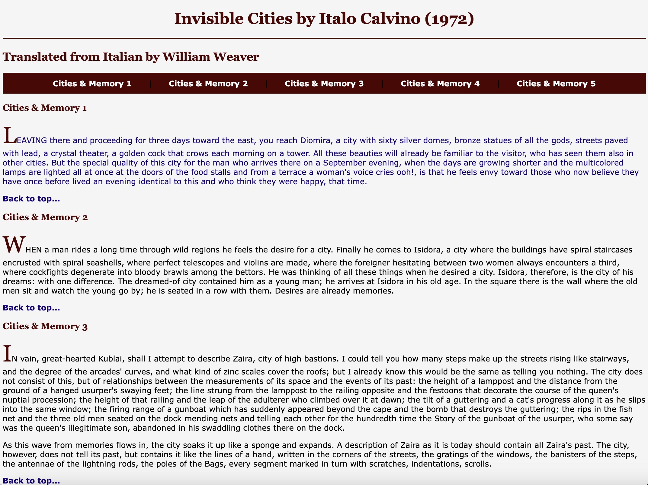 Screenshot preview of the Calvino project